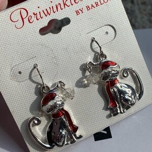 Cat with Santa Hat Earrings by Periwinkle
